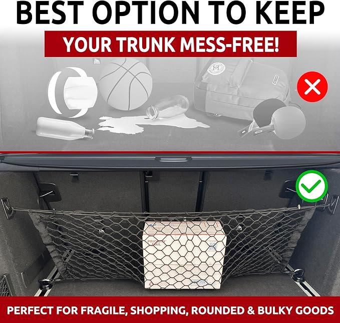 Envelope Style Automotive Elastic Trunk Mesh Cargo Net for BMW X3 Accessories 2017-2025 - Premium Trunk Organizers and Storage - Luggage Net for Crossover - Best Car Organizer for BMW X3