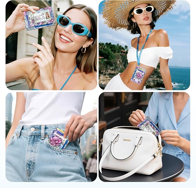 Mayski Slim Wallet, Credit Card Holder for Women, Minimalist Front Pocket RFID Blocking Card Cases, Small Wallet Women Men(Happy Flower)