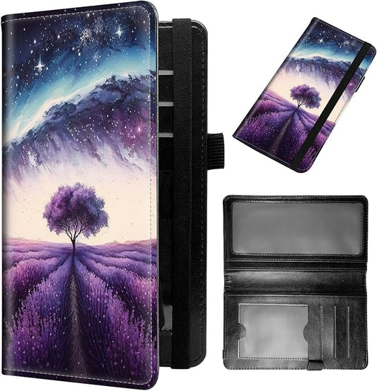 Checkbook Cover for Women & Men PU Leather Check Book Covers for Personal Slim Check Book Credit Card Holder Holder Wallet with RFID Blocking for Duplicate Checks,Art Lavender