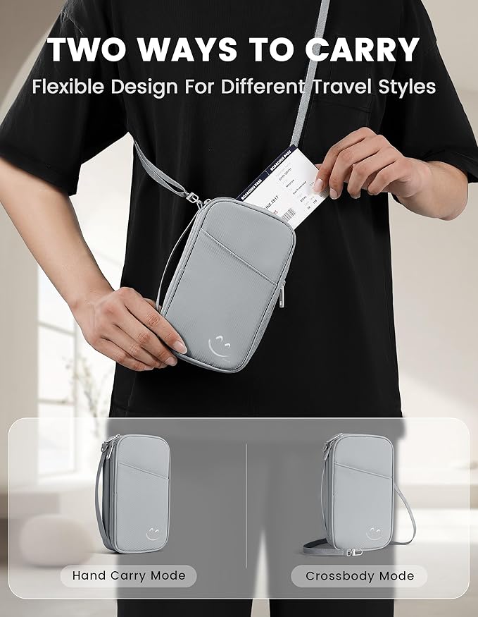 Travelkin 2-in-1 Passport Holder & Travel Organizer for Family with RFID Blocking, Multiple Passport Wallet for Men Women, Travel document holder for Credit Cards, Cash, and Electronic Essentials