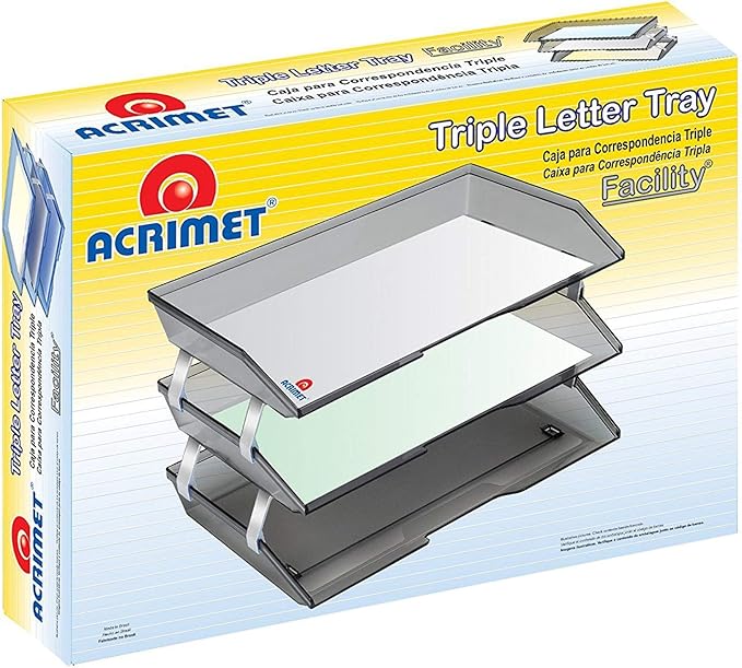 Acrimet Facility 3 Tier Letter Tray, Side Load, Letter Size/A4, Desktop File Organizer, Plastic (Clear Green Color)