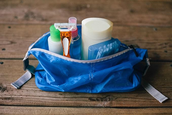 Lewis N Clark Electrolight Toiletry Kit for Travel, Gym, Bathroom, TSA Approved Waterproof Toiletry Bag with Hanging Straps and Non-Slip Bottom - Bright Blue