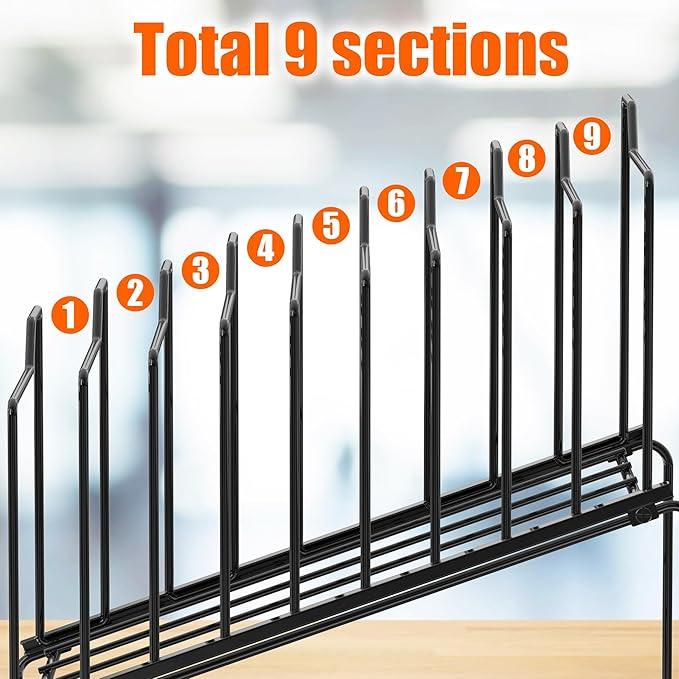 Simple Houseware 9-Section Wire Step Desk File Organizer Sorter for Documents, Folders, and Mail, Black