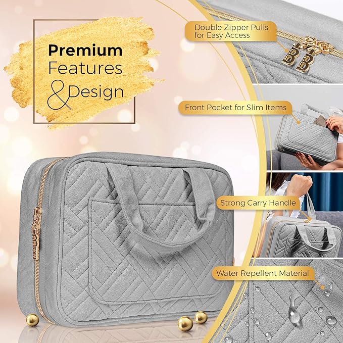 BOACAY Hanging Travel Toiletry Bag for Women, Makeup Bag, Bathroom & Shower Organizer Kit for Accessories, Cosmetics, Travel Essentials