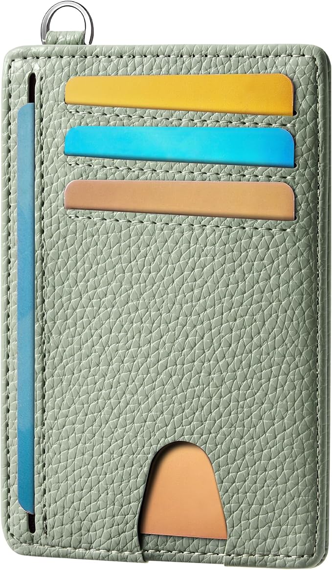 Mayski Slim Wallet, Credit Card Holder for Women, Minimalist Front Pocket RFID Blocking Card Cases, Small Wallet Women Men(Litchi Green)