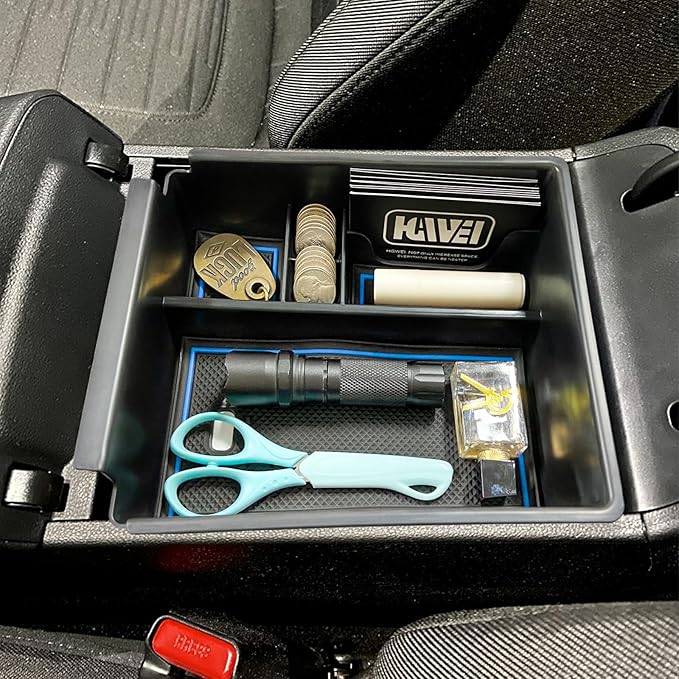 HGWEI Center Console Organizer Compatible with 2022-2024 Hyundai Tucson & Santa Cruz 2022-2026 Interior Accessories Armrest Storage Box Insert Tray (Not for 2025 Limited/Hybrid/Plug-in Hybrid) Blue