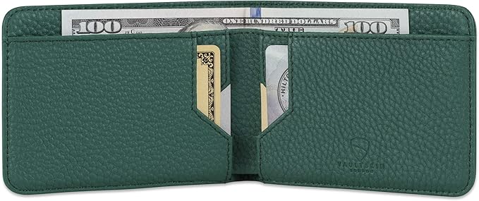 Vaultskin MANHATTAN Slim RFID Blocking Bifold Leather Wallet for Men - Men’s Leather Wallet, Front Pocket Minimalist Card Holder, Holds 9 Cards and Cash, Premium Italian Leather