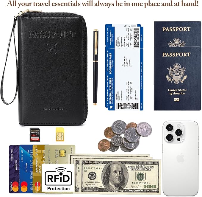 Family Passport Holder for Travel Women and Men RFID Passport Holder with Card Slots Holder Passport Case Passport cover Passport Wallet Travel Essentials and Accessories