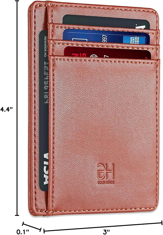 GH GOLD HORSE Slim RFID Blocking Card Holder Minimalist Leather Front Pocket Wallet for Women | Slim