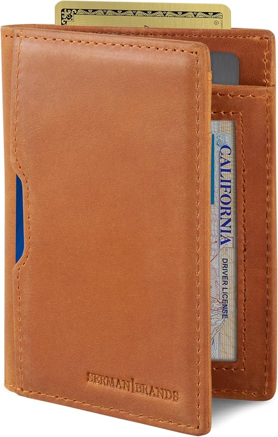 SERMAN BRANDS - Wallets for Men Slim Mens leather RFID Blocking Minimalist Card Front Pocket Bifold Travel Thin