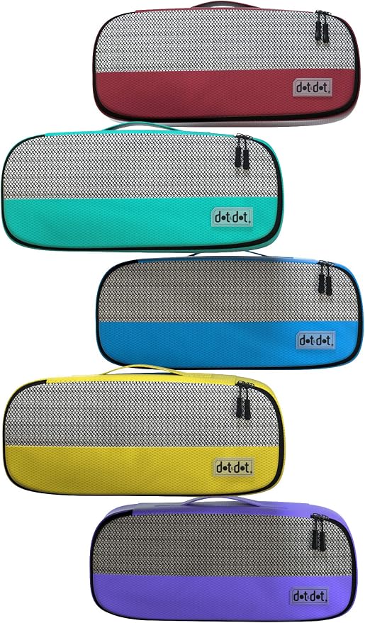 Dot&Dot Slim Packing Cubes for Travel 5pc Set - Narrow Suitcase Luggage Organizer Bags - Thin Travel Essentials for Backpacks - Lightweight Packing Organizers (Non-Compression)