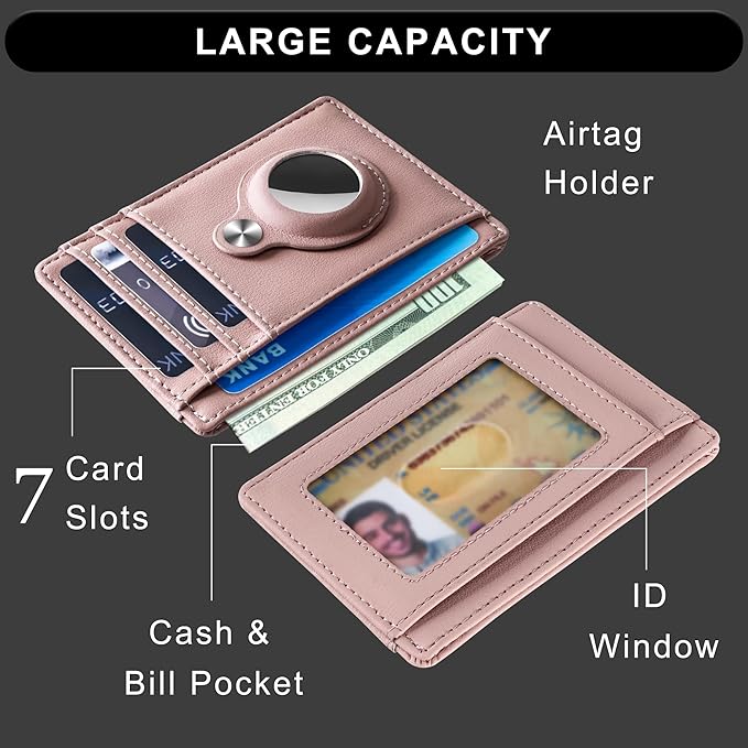 Hawanik Slim Minimalist Front Pocket Air Tag Wallet, RFID Blocking Card Holder Wallet with Airtag Holder