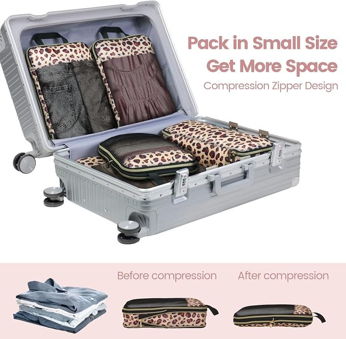 Cambond Compression Packing Cubes for Travel - Lightweight Expandable Travel Bags Luggage Organizers Travel Essentials Compression Cubes for Travel Space Saver for Carry on Suitcases Organizer