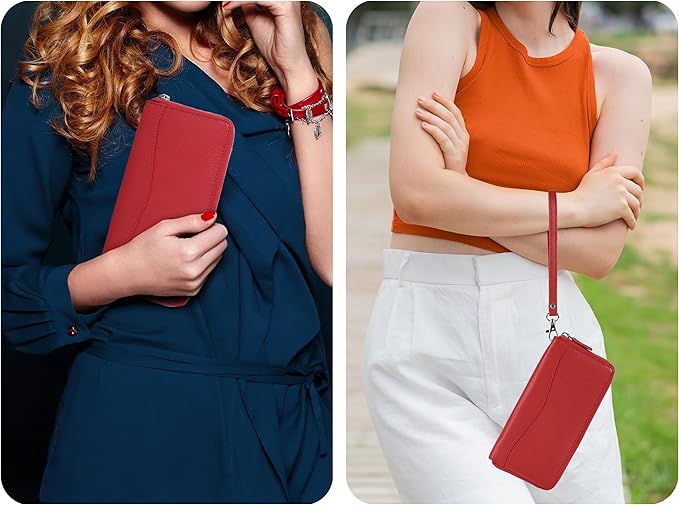 Oak Leathers Leather Wallet/Clutch/Purse for Women - RFID Womens Wallet Clutch with 8 Credit Card Holder, Coin Pocket, Gift for Women’s