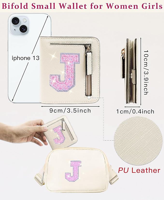 COSHAYSOO 9 10 11 12 Year Old Girl Birthday Gift Idea Trendy Cream Wallet Preppy Stuff Girly Things Small Cute Item Initial Christmas Gifts for Daughter Niece from Mom Dad Aunt Uncle Cream J