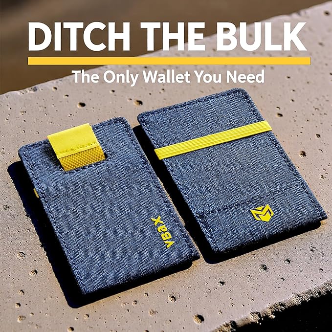 RFID Minimalist Slim Wallet for Men and Women, Holds Up to 12 Cards, Cash, Key Thin and Lightweight Credit Card Holder (Blue Microfiber – Solar Edition)