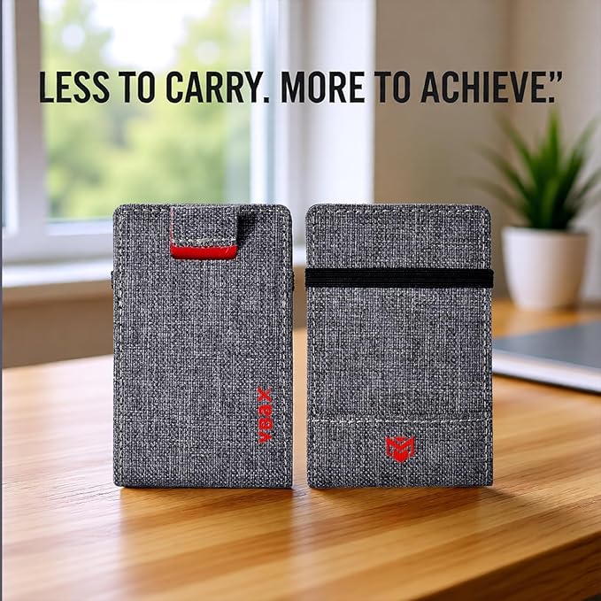RFID Minimalist Slim Wallet for Men and Women, Holds Up to 12 Cards, Cash, Key Thin and Lightweight Credit Card Holder, Grey Ballistic Nylon