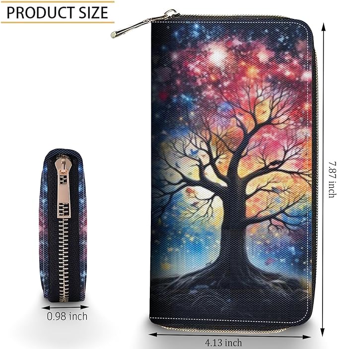 Bxgolkgd Womens Wallet, RFID Blocking Leather Wallet,Large Capacity Wallet Credit Card Holder PU Leather Ladies Clutch with Zipper Coin Pocket - Life Tree
