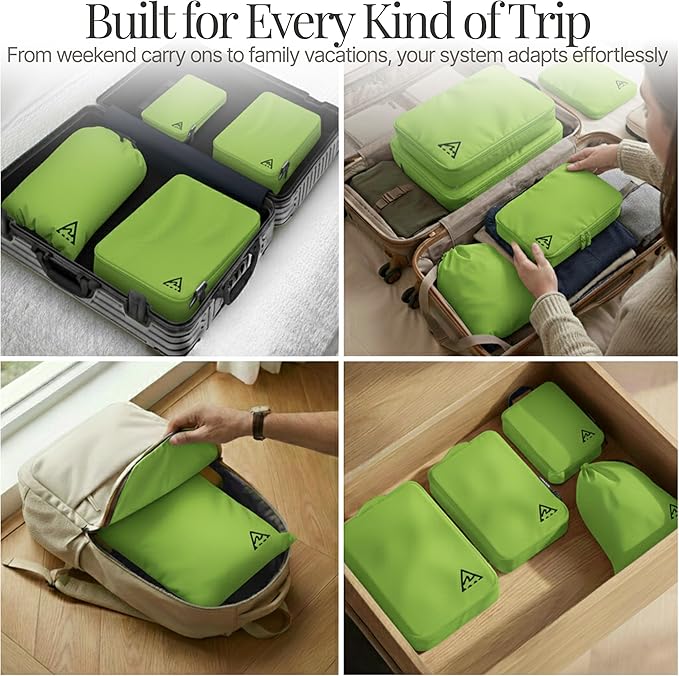 4-Piece Luxury Compression Packing Cubes & Bags for Travel – Maximize Space in Luggage with HybridMax Double-Capacity Design, 50 Luggage Tags, Patented Suitcase Organizer Bags, Lifetime Satisfaction