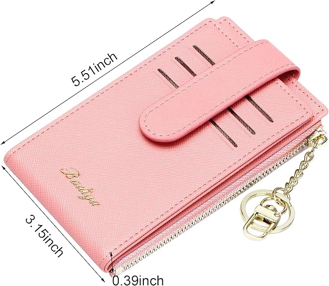 Badiya Slim Women Wallet RFID Blocking Bifold Compact 9 Card Slots Holder Wallets Soft Leather with Zipper Coin Pocket 2 ID Window