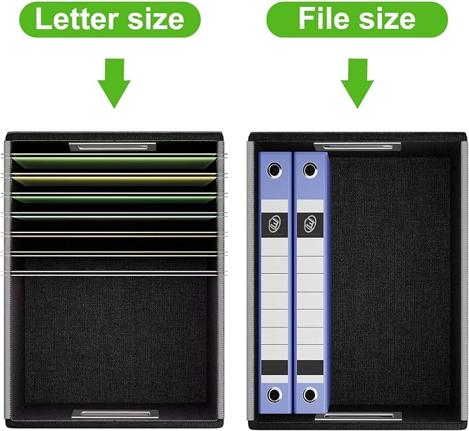 Portable Leather File Organizer Storage Boxes, Collapsible File Folder Organizer Boxes with Lids, Document Organizer, Decorative Filing Box Cabinet for Letter/Legal File Folder Storage