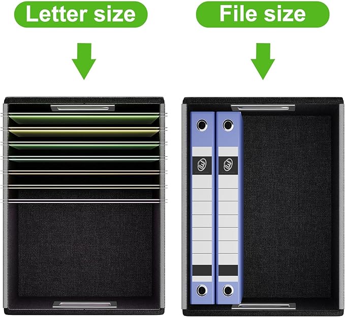 File Organizer Box with Lid, Collapsible Faux Leather Document Organizer, Hanging File Folder Box with Plastic Slide, Decorative Filing Boxes Cabinet for File and Folders Storage(Green)