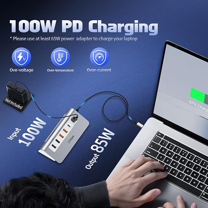 P9 PRO USB C Hub 10Gbps, 9-in-1 USB C Docking Station with 4K@60Hz HDMI, Type-C & 2 Type-A 3.2, 2 USB-A 2.0, PD 100W, SD/TF Port,Aluminum USB Hub for Laptop, iPhone 17 Series, MacBook Air/Pro