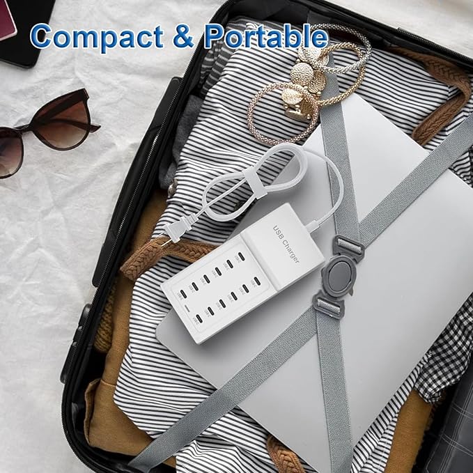 USB C Charger, 12 Ports USB Charging Station, 50W MultiPort USB Charging Block, USBC Desktop Multiple Charger for iPhone 16/15/14/13/12/iPad/Samsung S24/S23/Ultra/Z Flod/Watch/Headphones