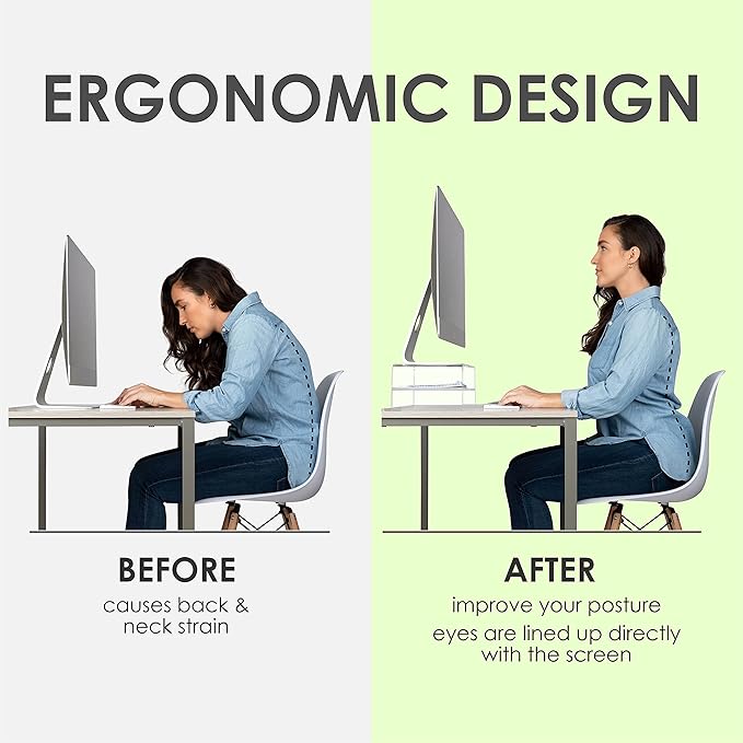 Homeries Computer Monitor Stand 2-Tier Acrylic, Universal Computer Riser for Home, Office, Business, Desk, Gamers | Multi Media Platform Lift for Laptop, Printer, TV Screen, PC |Extra Storage Space