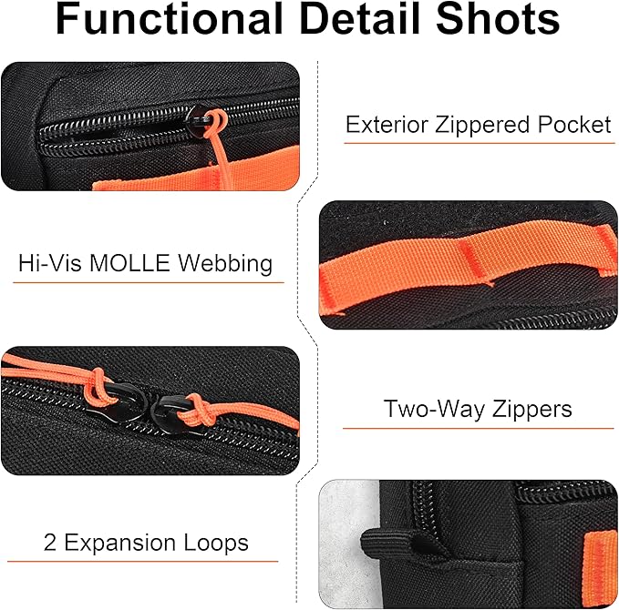 Tactical Molle Admin Pouch, EDC Tool Pouch Bag Horizontal Modular Pouches Made of 1000D Nylon and PU Coating