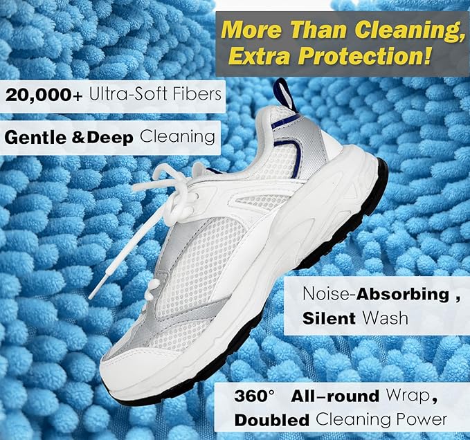 Shoe Washing Machine Bag,Laundry Shoe Bag for Washer and Dryer,Reusable Shoe Cleaning Bag for Sneakers,Tennis Shoes,With Self-locking Zipper, Microfiber Inside,Include Shoe Bag (Pro Blue - 1 Pack)