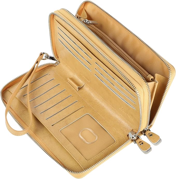 Lavemi Small Compact Women Wallet RFID Blocking Genuine Leather Bifold Purse with ID Windows