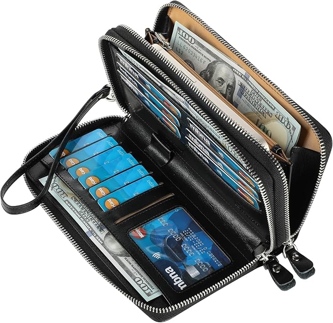 Lavemi Small Compact Women Wallet RFID Blocking Genuine Leather Bifold Purse with ID Windows