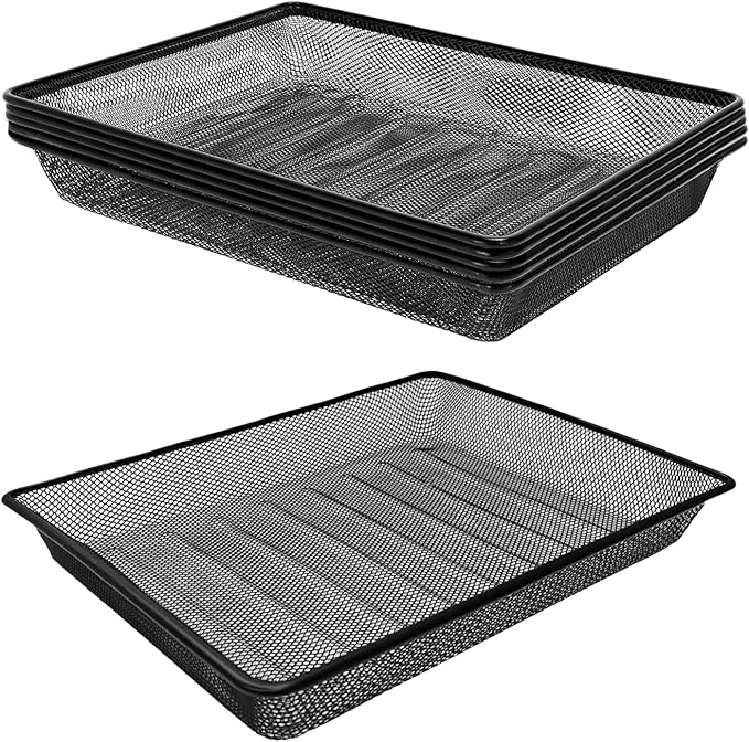 Metal Mesh Desk Organizer, Turn in Trays for Classroom School, Paper Letter Storage Basket for Teacher Office Home, and Storage Containers for Gift Wrap, and Crafts (6 Pack Black)