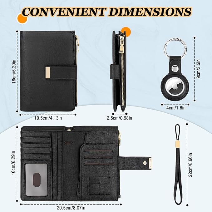 HUANLANG Passport Holder with Airtag for Women/Men, Airtag Passport Wallet for Travel Leather Passport Holder RFID Blocking,Travel Passport Walelt with Credit Card Holder