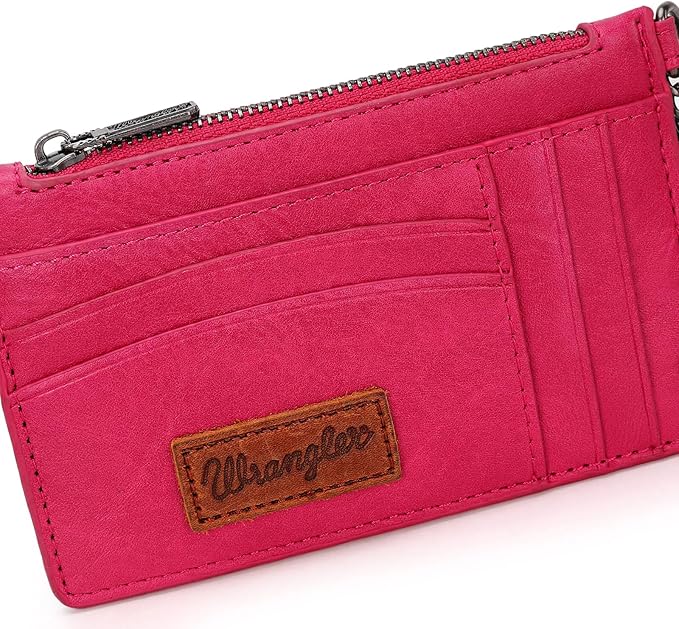 Montana West X Wrangler Credit Card Holder for Women Card & ID Cases Womens Slim Wallet for Cash and Cards Keychain Wallet with Wristlet Strap