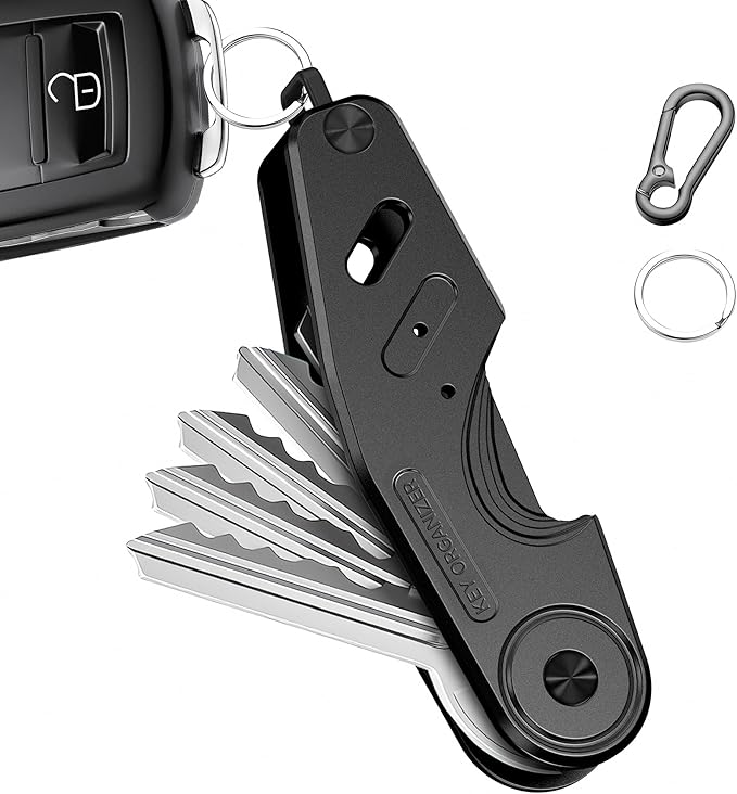 Key Organizer Compact Key Holder, Minimalist Clutter-Free EDC Smart Keychains, Metal Car Key Chain Secures 2-6 keys