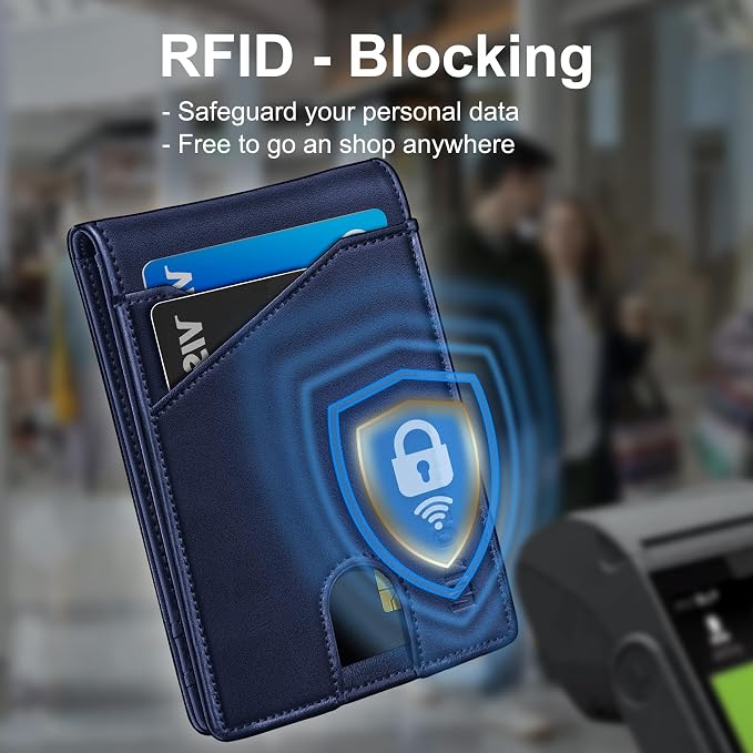 miyozi Airtag Wallet for Men,with Money Clip 11 Cards Slim Front Pocket Leather RFID Blocking Wallet with Gift Box