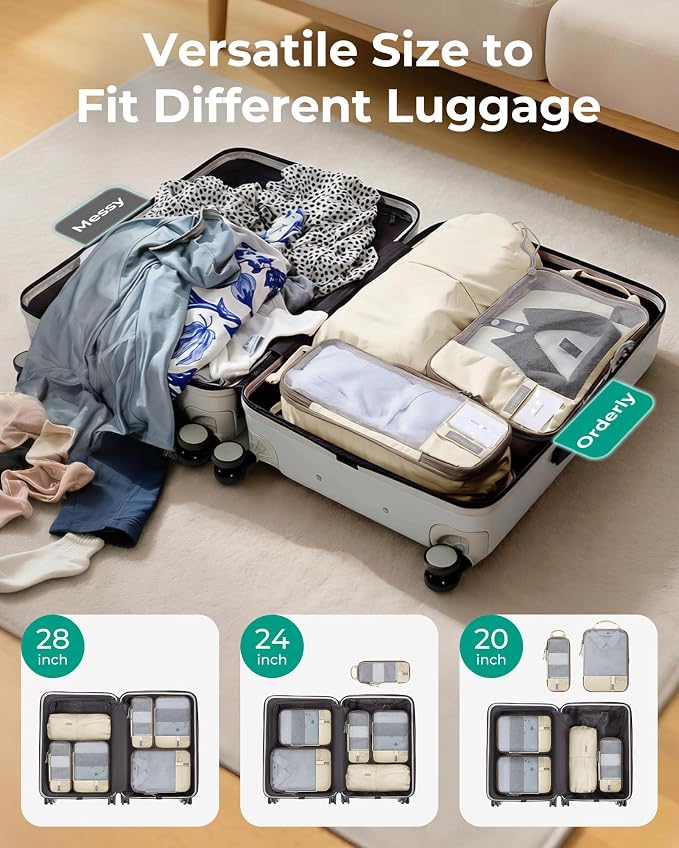 BAGSMART 6 Set /4 Set/2 Set Compression Packing Cubes for Travel, Lightweight Luggage Organizer Bags, Durable Space Saver Bags Travel Essentials