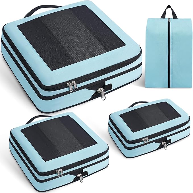 Compression Packing Cubes for Travel, Lightweight Vacation Travel Essentials, Travel Accessories for Suitcase Organizer Bags Set, Durable Luggage Organizer