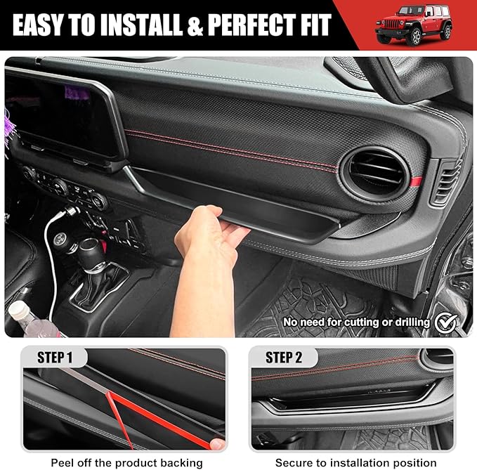 Grab Bar Tray for 2024 2025 Jeep Wrangler JL JLU 4XE/Gladiator JT Storage Bin Handle Organizer Grab Handle Box Passenger Side Grabtray for Wrangler&Gladiator Accessories(24+ Grab Bar Tray)