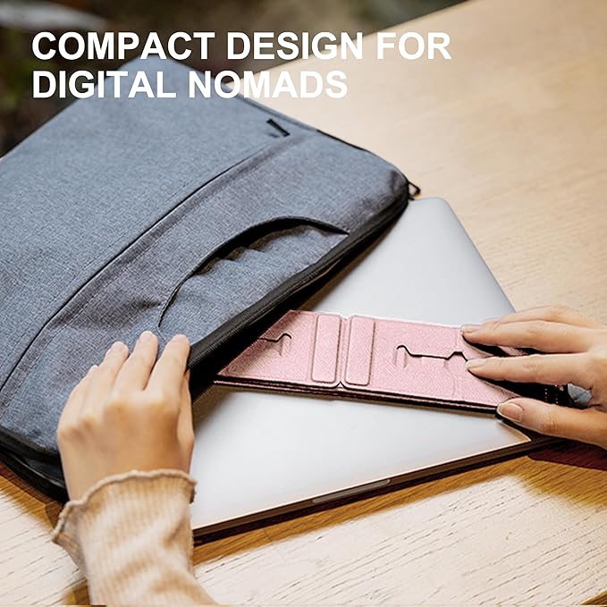 Perilogics Magnetic Adjustable Travel Laptop Stand for Digital Nomads and Business Travelers. Compact, Foldable, and Ideal for Desk Use. Elevate Your Work Experience with Our Laptop Riser on the Go