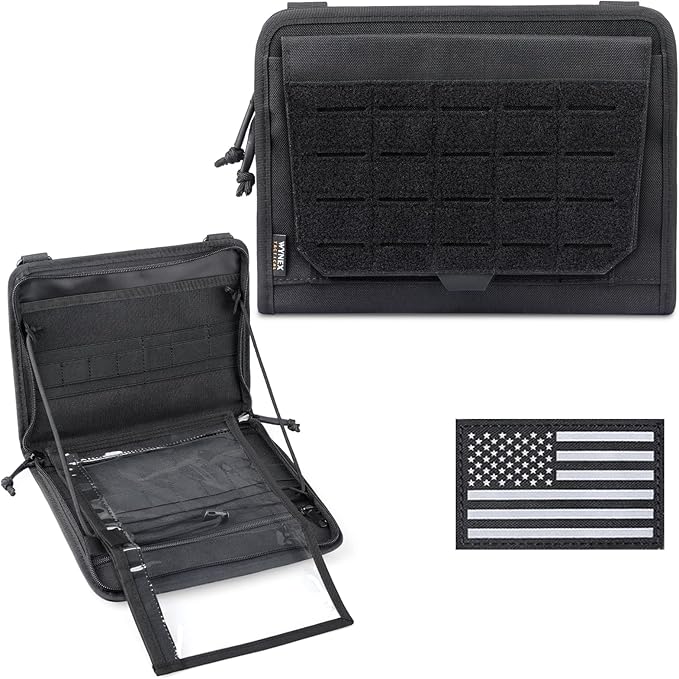 WYNEX Tactical Folding Admin Pouch, Molle Tool Bag of Laser-Cut Design, Utility Organizer EDC Medical Bag Modular Pouches Tactical Attachment Waist Pouch Include U.S Patch