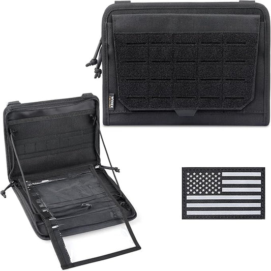 WYNEX Tactical Folding Admin Pouch, Molle Tool Bag of Laser-Cut Design, Utility Organizer EDC Medical Bag Modular Pouches Tactical Attachment Waist Pouch Include U.S Patch