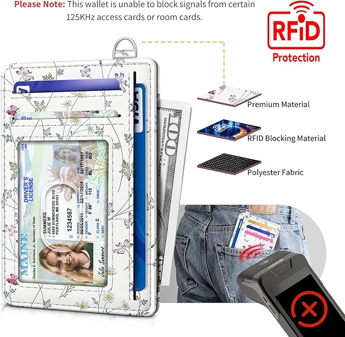 Mayski Slim Wallet, Credit Card Holder for Women, Minimalist Front Pocket RFID Blocking Card Cases, Small Wallet Women Men(Flower)