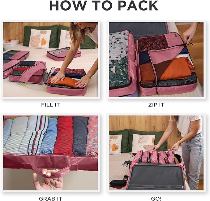 Large Packing Cubes for Travel - 5pc Packing Cubes for Suitcases - Lightweight Luggage Organizer Bags (Non-Compression)