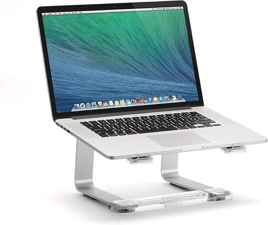 Griffin Elevator Laptop Stand - Ergonomic Computer Riser & Laptop Mount Made of Sturdy Brushed Aluminum - Supports Posture & Elevates Workspace with a Minimal Design, Classic Clear (2.5 Oz)