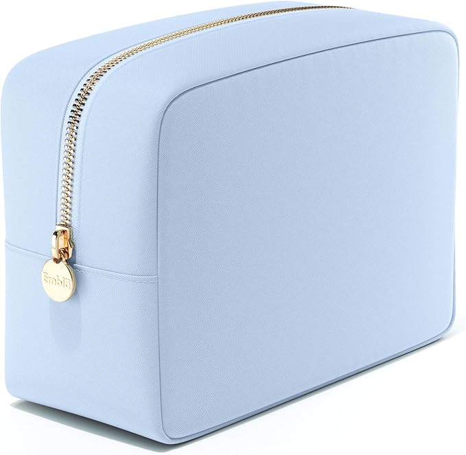 Embla Large Makeup Bag and Waterproof Nylon Travel Toiletry Bag, Large Capacity Cosmetic Zipper Pouch, Blue