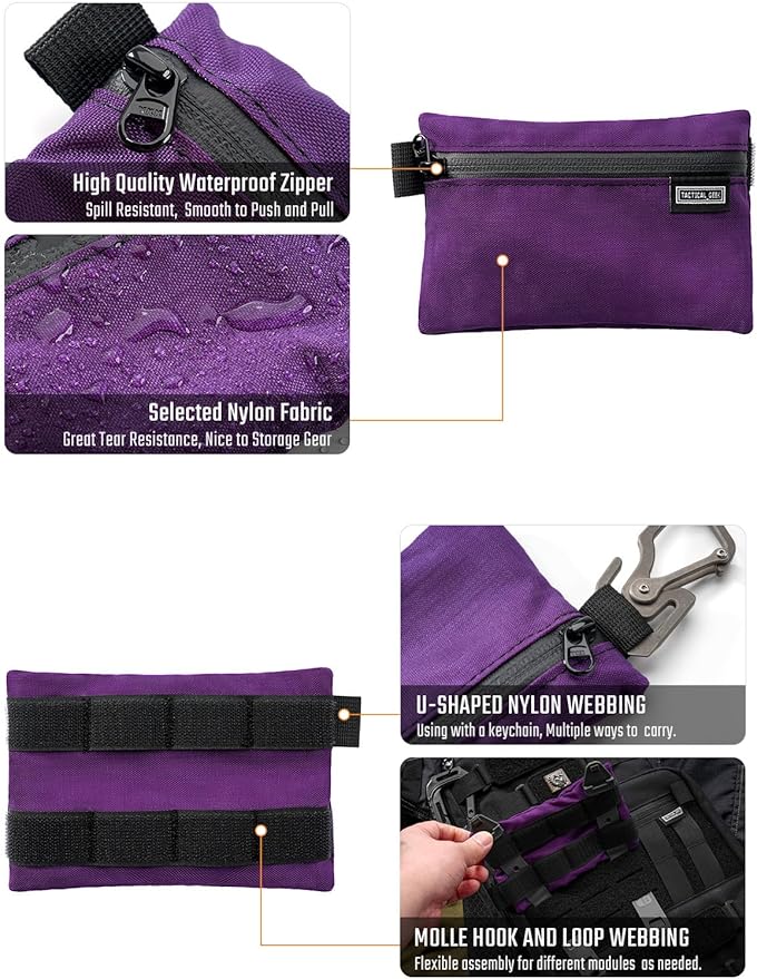 TACTICAL_GEEK Storage A5 EDC Storage Pouch Set, Molle EDC Gadget Pouch, Multi-Functional Utility Small Tool Pocket for Daily Carry (Purple)