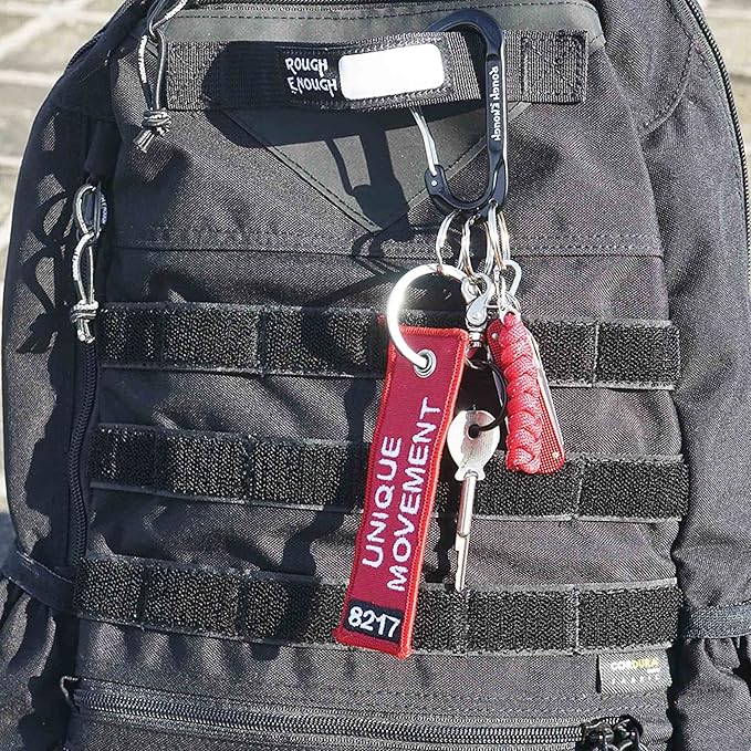 Rough Enough Carabiner Keychain Clip with Triple 3 Keyring Buckle Aluminum Alloy Metal for EDC Preppy Teens Men